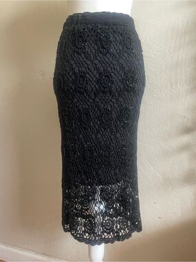 Hand crochet black skirt